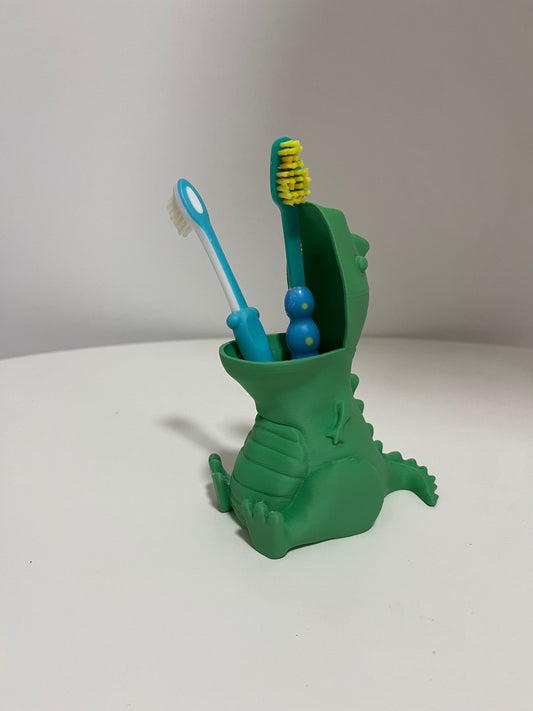 Green Dinosaur Toothbrush Holder for Kids - Fun Bathroom Accessory | Unique Dino Decor for Boys & Girls | Perfect for Children's Bathroom