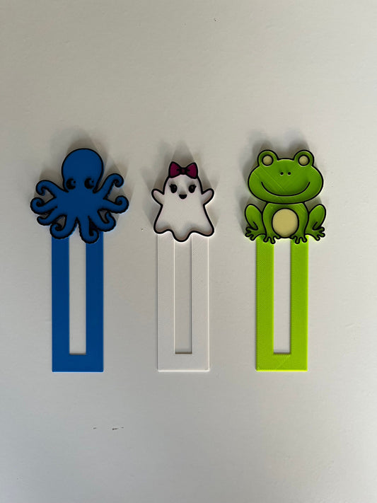 Adorable Kids Bookmark Set - Octopus, Ghost, and Frog | Fun and Cute 3-Pack Bookmarks for Children | Perfect for Gifts & Reading